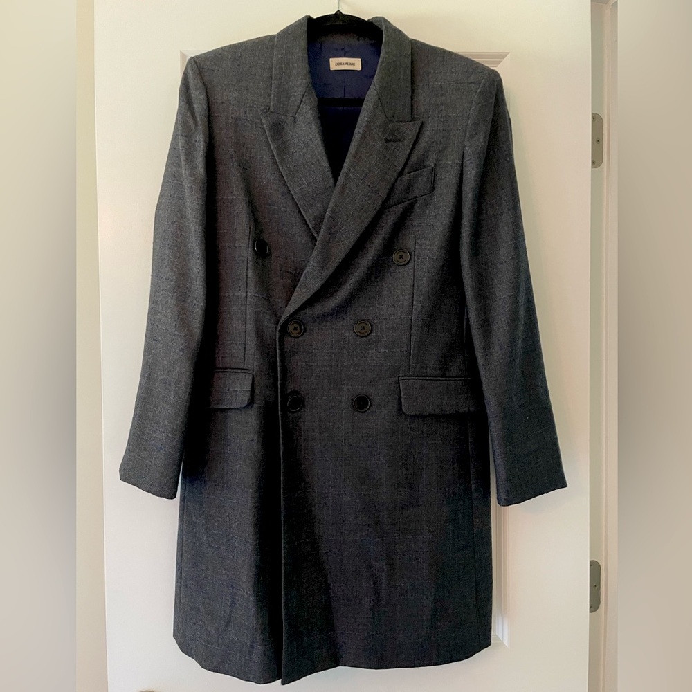 Zadig & Voltaire Mina Carreaux Tweed Double Breast Coat/Blazer